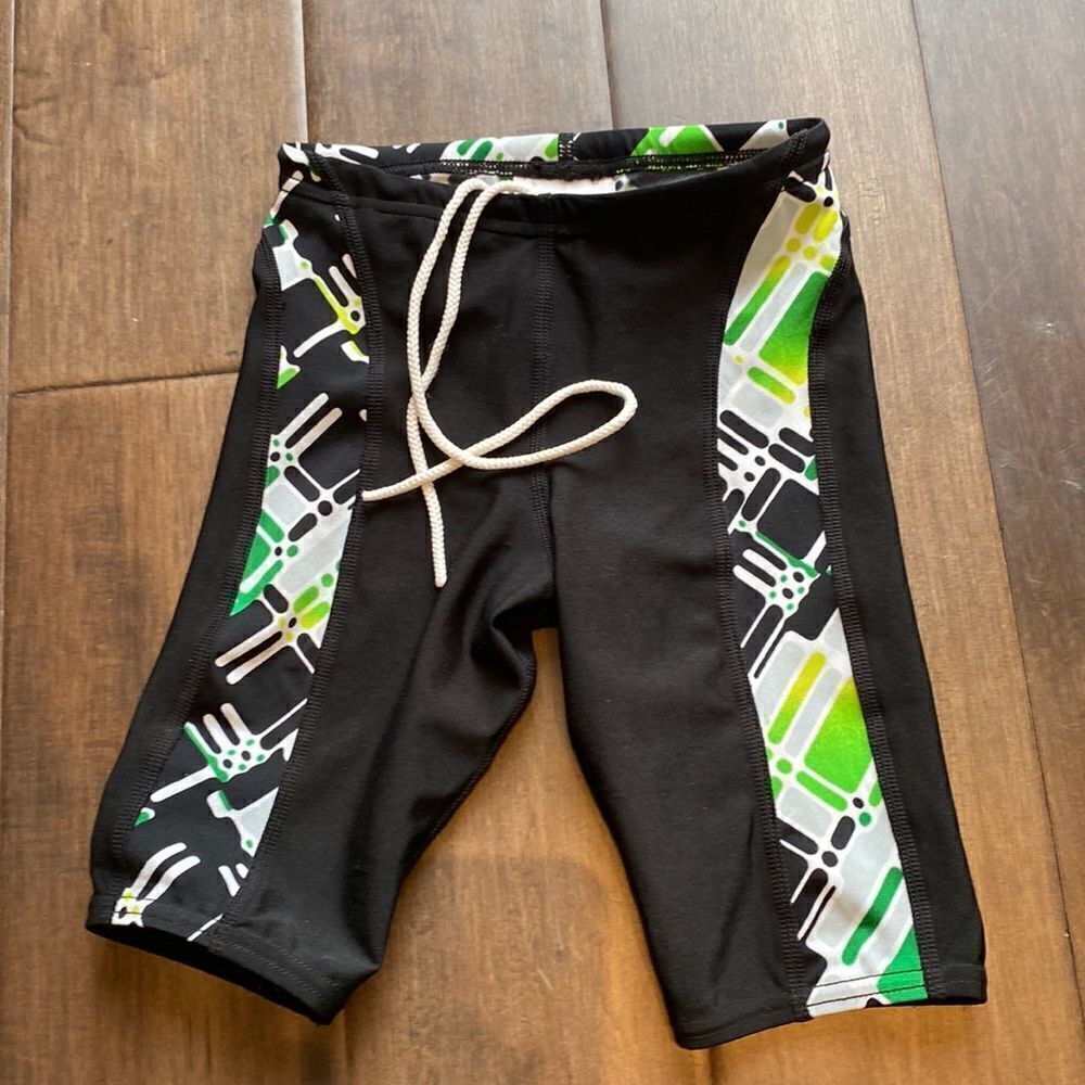 4/$20 Speedo- swim trunks boys size 22, black green